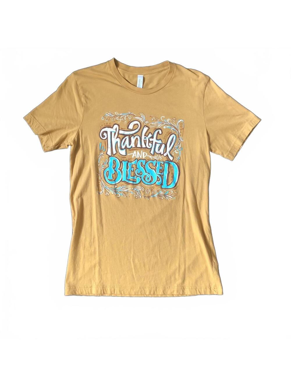 Bella+Canvas Thankful and Blessed Graphic T-Shirt Medium